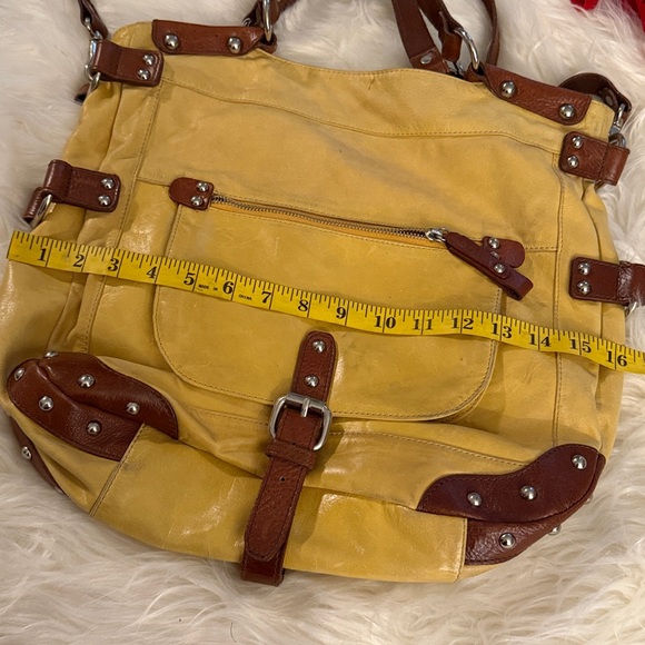 Tano Genuine Leather Studded Mustard Yellow Shoulder Bag?